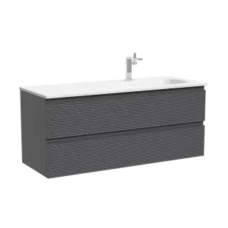 Тумба подвесная SANCOS Фолк (Folk)  правая 120x45x50 c двумя ящиками оснащенными доводчиками, Темный серый (Grey soft), арт.FL120RGS