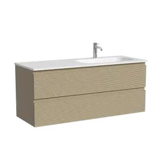 Тумба подвесная SANCOS Фолк (Folk) правая 120x45x50 c двумя ящиками оснащенными доводчиками, Капучино, арт.FL120RCP