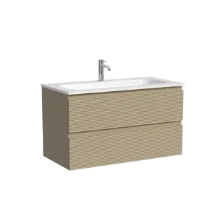 Тумба подвесная SANCOS Фолк (Folk) 90x45x50 c двумя ящиками оснащенными доводчиками, Капучино, арт.FL90CP