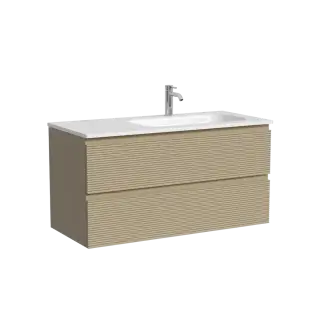 Тумба подвесная SANCOS Фолк (Folk) правая 100x45x50 c двумя ящиками оснащенными доводчиками, Капучино, арт.FL100RCP