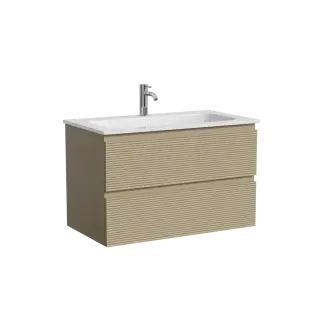 Тумба подвесная SANCOS Фолк (Folk) 80x45x50 c двумя ящиками оснащенными доводчиками, Капучино, арт.FL80CP