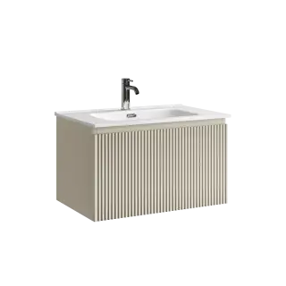 Тумба подвесная SANCOS Сноб Р 1.0 (Snob R 1.0) 70x45x40 c одним ящиком оснащенным доводчиками Бежевый матовый (Beige Soft) арт. SNR1.070CE