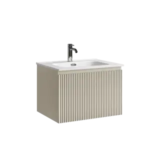Тумба подвесная SANCOS Сноб Р 1.0 (Snob R 1.0) 60x45x40 c одним ящиком оснащенным доводчиками, Бежевый матовый (Beige Soft) арт. SNR1.060CE