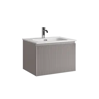 Тумба подвесная SANCOS Сноб Р 1.0 (Snob R 1.0) 60x45x40 c одним ящиком оснащенным доводчиками, Пыльная роза (Doha Soft) арт. SNR1.060SM