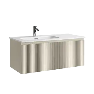 Тумба подвесная SANCOS Сноб Р 1.0 (Snob R 1.0) 100x45x40 c одним ящиком оснащенным доводчиками, Бежевый матовый (Beige Soft) арт.SNR1.0100LCE