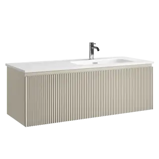 Тумба подвесная SANCOS Сноб Р 1.0 (Snob R 1.0) 120x45x40 c одним ящиком оснащенным доводчиками, Бежевый матовый (Beige Soft) арт.SNR1.0120RCE