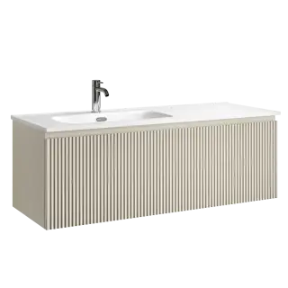 Тумба подвесная SANCOS Сноб Р 1.0 (Snob R 1.0) 120x45x40 c одним ящиком оснащенным доводчиками, Бежевый матовый (Beige Soft) арт.SNR1.0120LCE