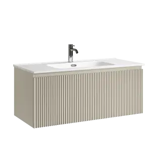 Тумба подвесная SANCOS Сноб Р 1.0 (Snob R 1.0) 100x45x40 c одним ящиком оснащенным доводчиками, Бежевый матовый (Beige Soft) арт.SNR1.0100CE