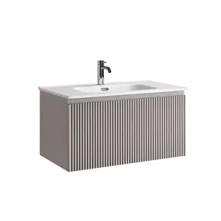 Тумба подвесная SANCOS Сноб Р 1.0 (Snob R 1.0) 80x45x40 c одним ящиком оснащенным доводчиками, Пыльная роза (Doha Soft) арт.SNR1.080SM