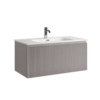 Тумба подвесная SANCOS Сноб Р 1.0 (Snob R 1.0) 90x45x40 c одним ящиком оснащенным доводчиками, Пыльная роза (Doha Soft) арт.SNR1.090SM