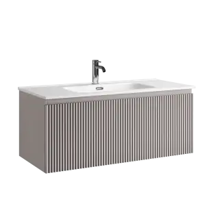 Тумба подвесная SANCOS Сноб Р 1.0 (Snob R 1.0) 100x45x40 c одним ящиком оснащенным доводчиками, Пыльная роза (Doha Soft) арт.SNR1.0100SM