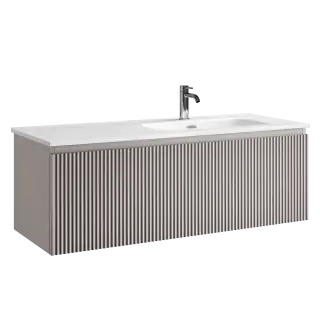 Тумба подвесная SANCOS Сноб Р 1.0 (Snob R 1.0) 120x45x40 c одним ящиком оснащенным доводчиками, Пыльная роза (Doha Soft) арт.SNR1.0120RSM
