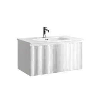 Тумба подвесная SANCOS Сноб Р 1.0 (Snob R 1.0) 80x45x40 c одним ящиком оснащенным доводчиками, Белый матовый (Bianco) арт.SNR1.080W