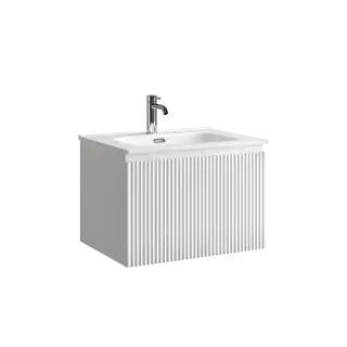 Тумба подвесная SANCOS Сноб Р 1.0 (Snob R 1.0) 60x45x40 c одним ящиком оснащенным доводчиками, Белый матовый (Bianco) арт. SNR1.060W