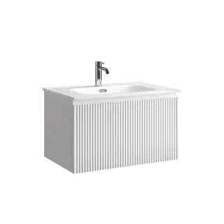 Тумба подвесная SANCOS Сноб Р 1.0 (Snob R 1.0) 70x45x40 c одним ящиком оснащенным доводчиками Белый матовый (Bianco) арт. SNR1.070W