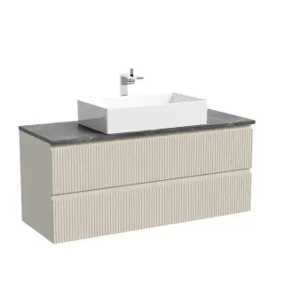 Тумба подвесная SANCOS Сноб T (Snob T) 120x45x50 c двумя ящиками оснащенными доводчиками, Бежевый матовый (Beige Soft), арт.SNT120CE
