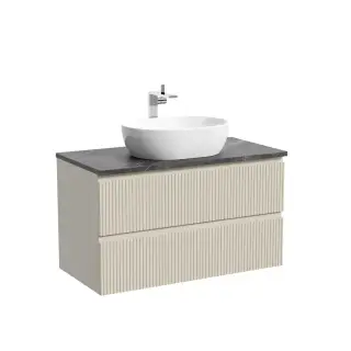 Тумба подвесная SANCOS Сноб T (Snob T) 90x45x50 c двумя ящиками оснащенными доводчиками, Бежевый матовый (Beige Soft), арт.SNT90CE