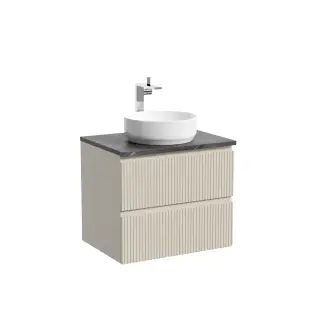 Тумба подвесная SANCOS Сноб T (Snob T) 60x45x50 c двумя ящиками оснащенными доводчиками, Бежевый матовый (Beige Soft), арт.SNT60CE