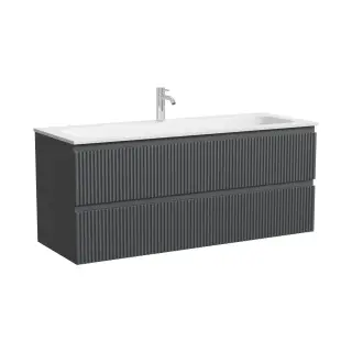 Тумба подвесная SANCOS Сноб Р (Snob R) 120x45x50 c двумя ящиками оснащенными доводчиками, темный антрацит матовый, арт.SNR120MDH