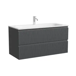Тумба подвесная SANCOS Сноб Р (Snob R) 100x45x50 c двумя ящиками оснащенными доводчиками, темный антрацит матовый, арт.SNR100MDH