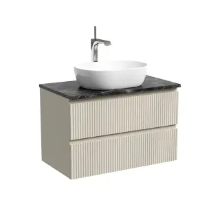 Тумба подвесная SANCOS Сноб Р (Snob R) 70x45x50 c двумя ящиками оснащенными доводчиками, Бежевый матовый (Beige Soft), арт.SNR70CE