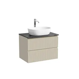 Тумба подвесная SANCOS Сноб Р (Snob R) 60x45x50 c двумя ящиками оснащенными доводчиками, темный антрацит матовый, арт.SNR60MDH