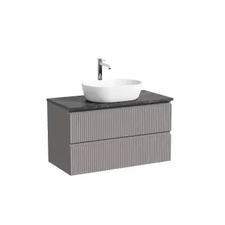 Тумба подвесная SANCOS Сноб Р (Snob R) 80x45x50 c двумя ящиками оснащенными доводчиками, темный антрацит матовый, арт.SNR80MDH