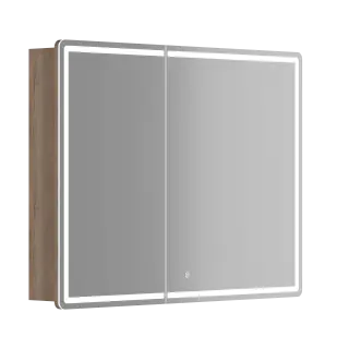 Зеркальный шкаф для ванной комнаты SANCOS Блик (Mirror) 100x15x75 с LED подсветкой, цвет Дуб галифакс натуральный, арт. MI100EG