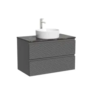 Тумба подвесная SANCOS Фолк (Folk) 80x45x50 c двумя ящиками оснащенными доводчиками, Темный серый (Grey soft), арт.FL80GS