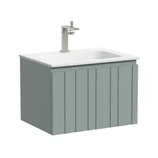 Тумба подвесная SANCOS Ламель 60x45x40 c одним ящиком оснащенным доводчиками, серо - зеленый, арт. LM60GG