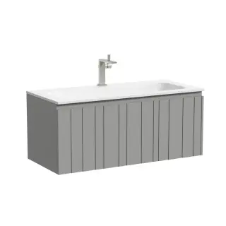 Тумба подвесная SANCOS Ламель 100x45x40 c одним ящиком оснащенным доводчиками, теплый серый, арт. LM100WG