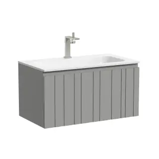 Тумба подвесная SANCOS Ламель 80x45x40 c одним ящиком оснащенным доводчиками, тёплый серый, арт. LM80WG