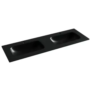Раковина накладная мебельная Ceramicanova Грация (Grace) прямоугольная 1410x457x137 с двумя чашами и отверстиями под смеситель цвет черный матовый CN7022MB