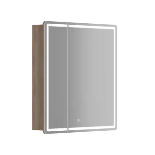 Зеркальный шкаф для ванной комнаты SANCOS Блик (Mirror) 70x15x75 с LED подсветкой, цвет Дуб галифакс натуральный, с розеткойарт. MI70EG