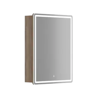 Зеркальный шкаф для ванной комнаты SANCOS Блик (Mirror) 60x15x75 с LED подсветкой, цвет Дуб галифакс натуральный, арт. MI60EG