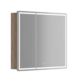 Зеркальный шкаф для ванной комнаты SANCOS Блик (Mirror) 90x15x75 с LED подсветкой, цвет Дуб галифакс натуральный, арт. MI90EG