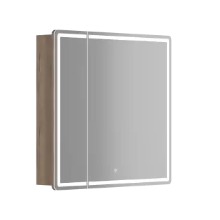 Зеркальный шкаф для ванной комнаты SANCOS Блик (Mirror) 80x15x75 с LED подсветкой, цвет Дуб галифакс натуральный, арт. MI80EG