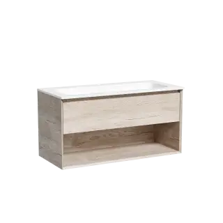 Тумба подвесная SANCOS Натура 1.0 (Nature 1.0) 100x45x50 c одним ящиком оснащенным доводчиками скрытого монтажа и открытой нишей, Дуб галифакс натуральный, арт. MR1.0100EG