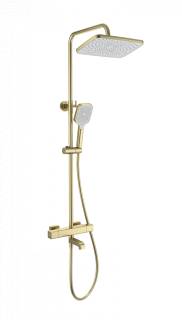 Душевая система с термостатом WONZON & WOGHAND STAY 2, Брашированное золото (WW-B3016-T1-BG)