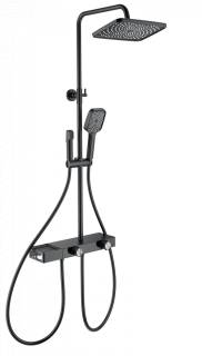 Душевая система с техническим душем WONZON & WOGHAND Shelf, Черный матовый (WW-B4161-MB)