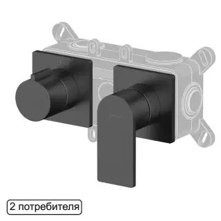 Смеситель скрытого монтажа на 2 потребителя WHITECROSS XI1442GM (оружейная сталь)
