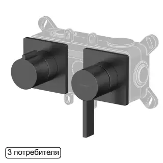 Смеситель скрытого монтажа на 3 потребителя WHITECROSS XT1443GM (оружейная сталь)