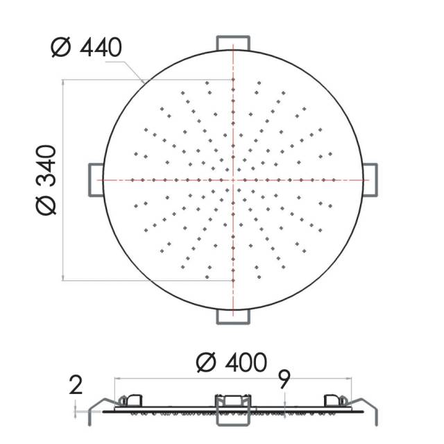 Верхний душ потолочный 44 см Remer 357EFM44BO, белый матовый