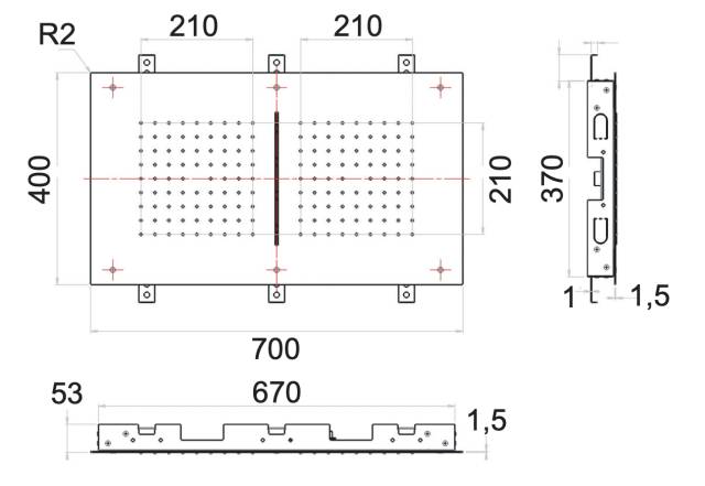 Верхний душ потолочный 70x40 см Remer INOX SS357SFR7040C