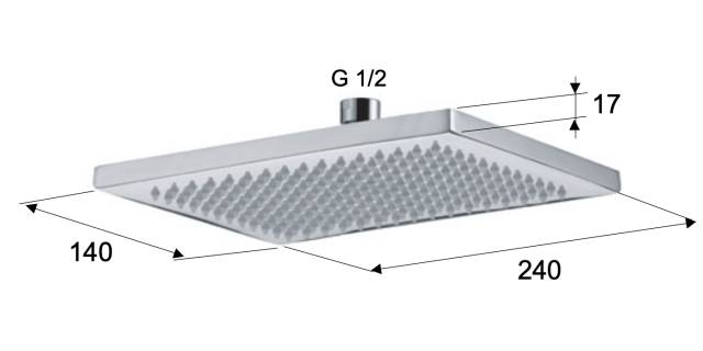 Верхний душ с шарнирным соединением 24x14 см Remer 359WX