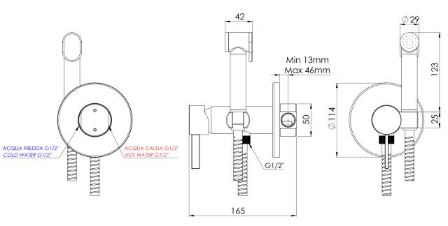 Гигиенический душ со смесителем Remer Metrica MC65WBO, белый матовый