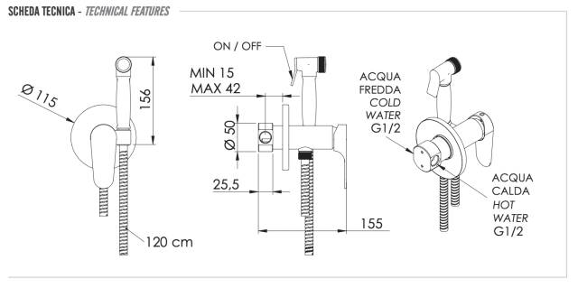 Гигиенический душ со смесителем Remer Сlass Line L65