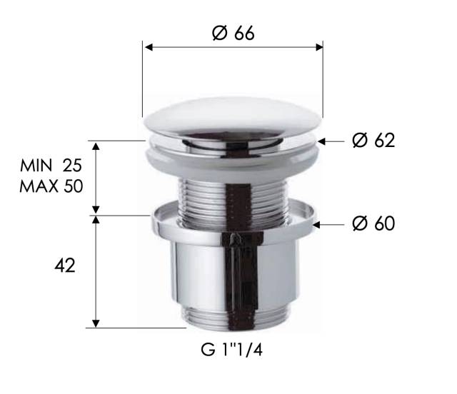 Донный клапан без перелива 1”1/4 Remer 904CC2114CFP, черный брашированный хром