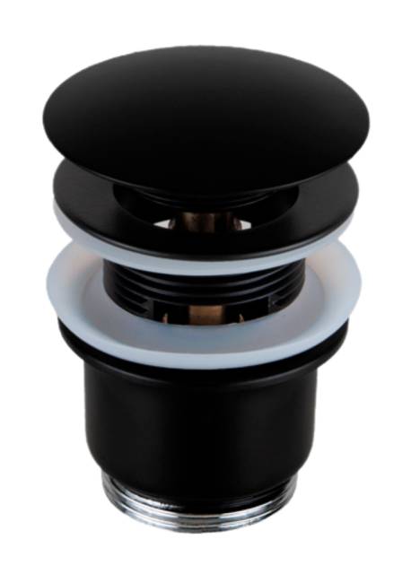 Донный клапан с переливом 1”1/4 Remer 905CC2114NO, черный матовый