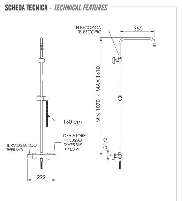 Душевая система термостатическая Remer Elegance EQ32ASSDXV, сталь